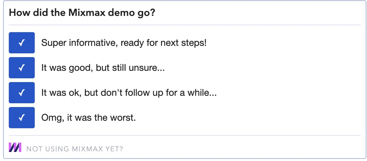 Demo follow up poll example Mixmax