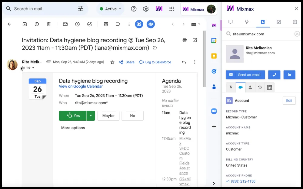 SFDC Sidebar Mixmax
