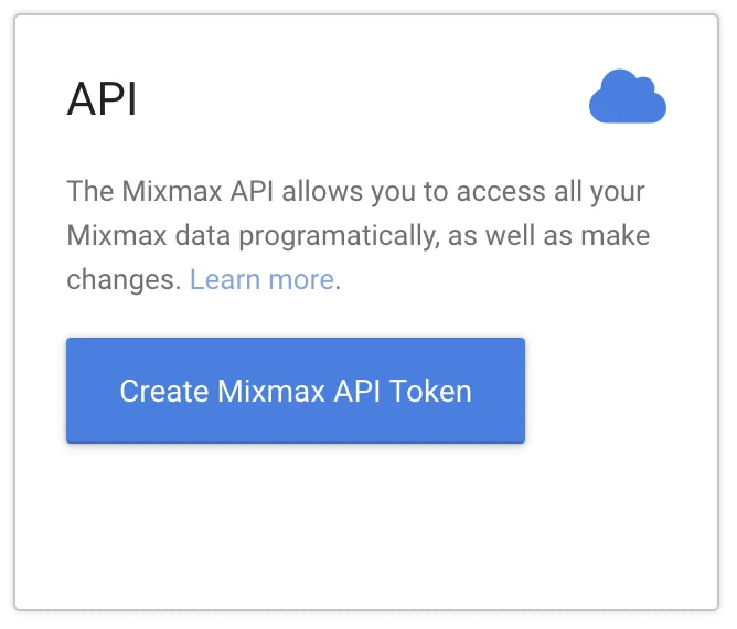 The "API" integration in the Mixmax dashboard