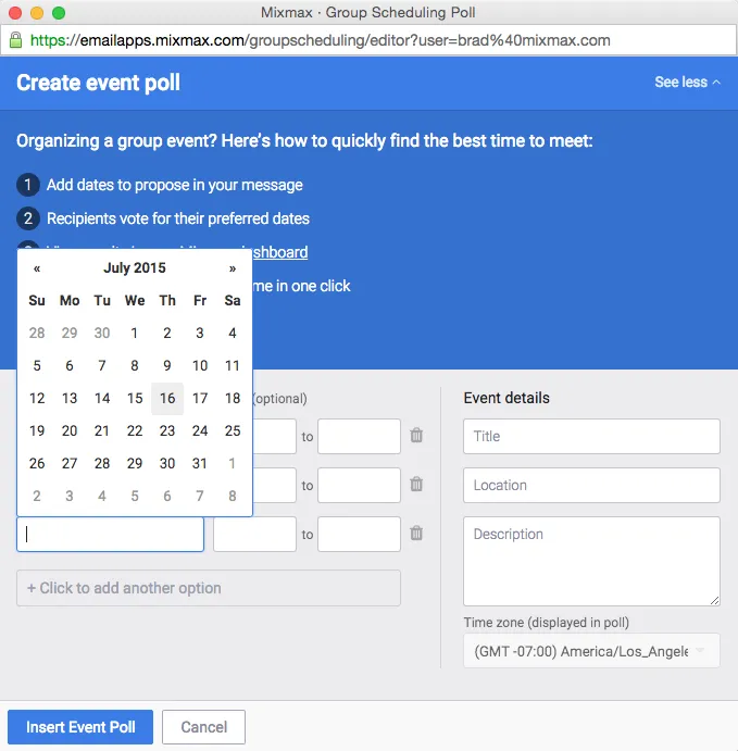 Insert event poll Insert event poll
