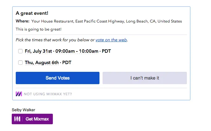 Event poll widget Event poll widget