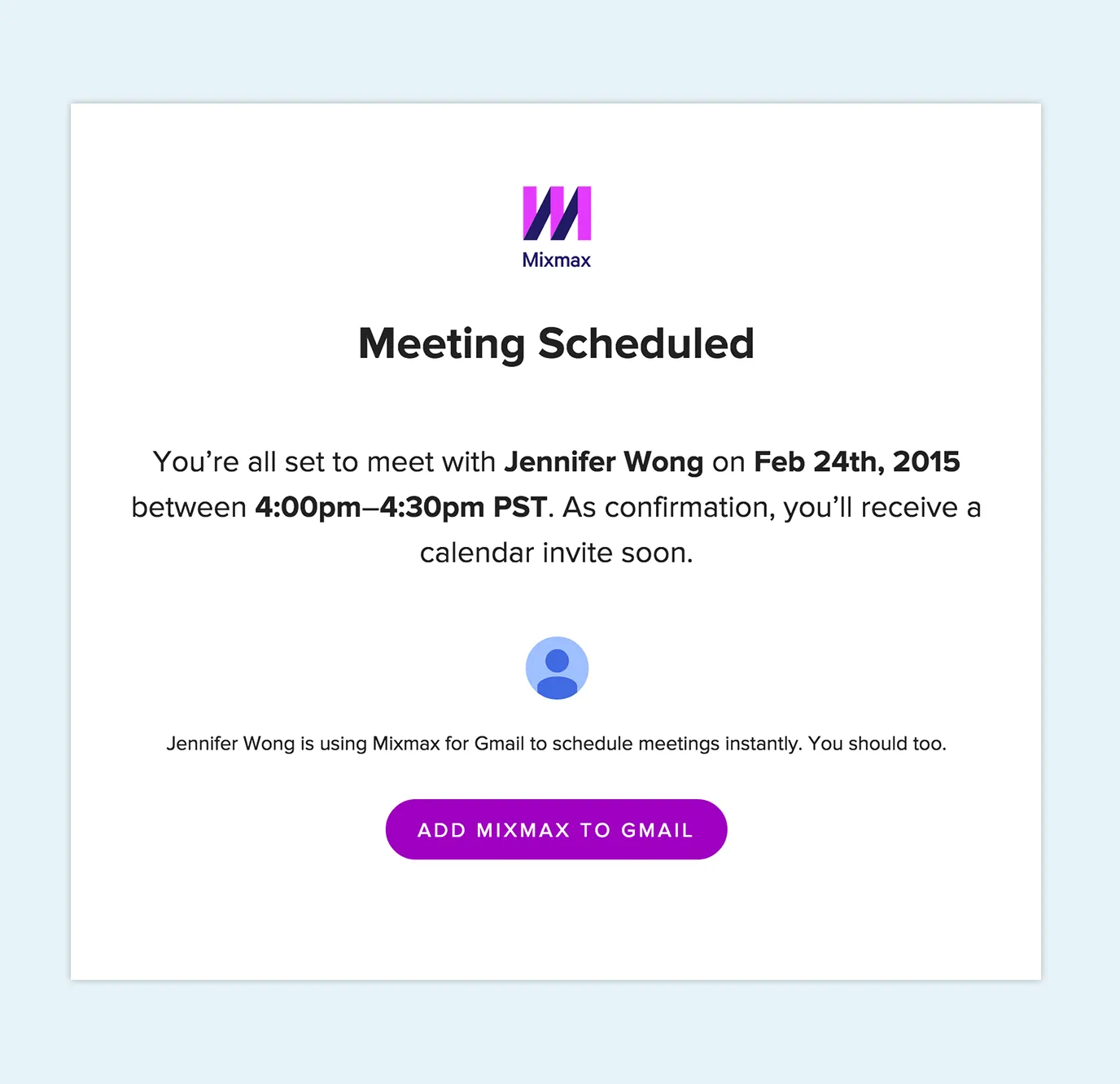 Meeting Confirmed Instant Scheduling