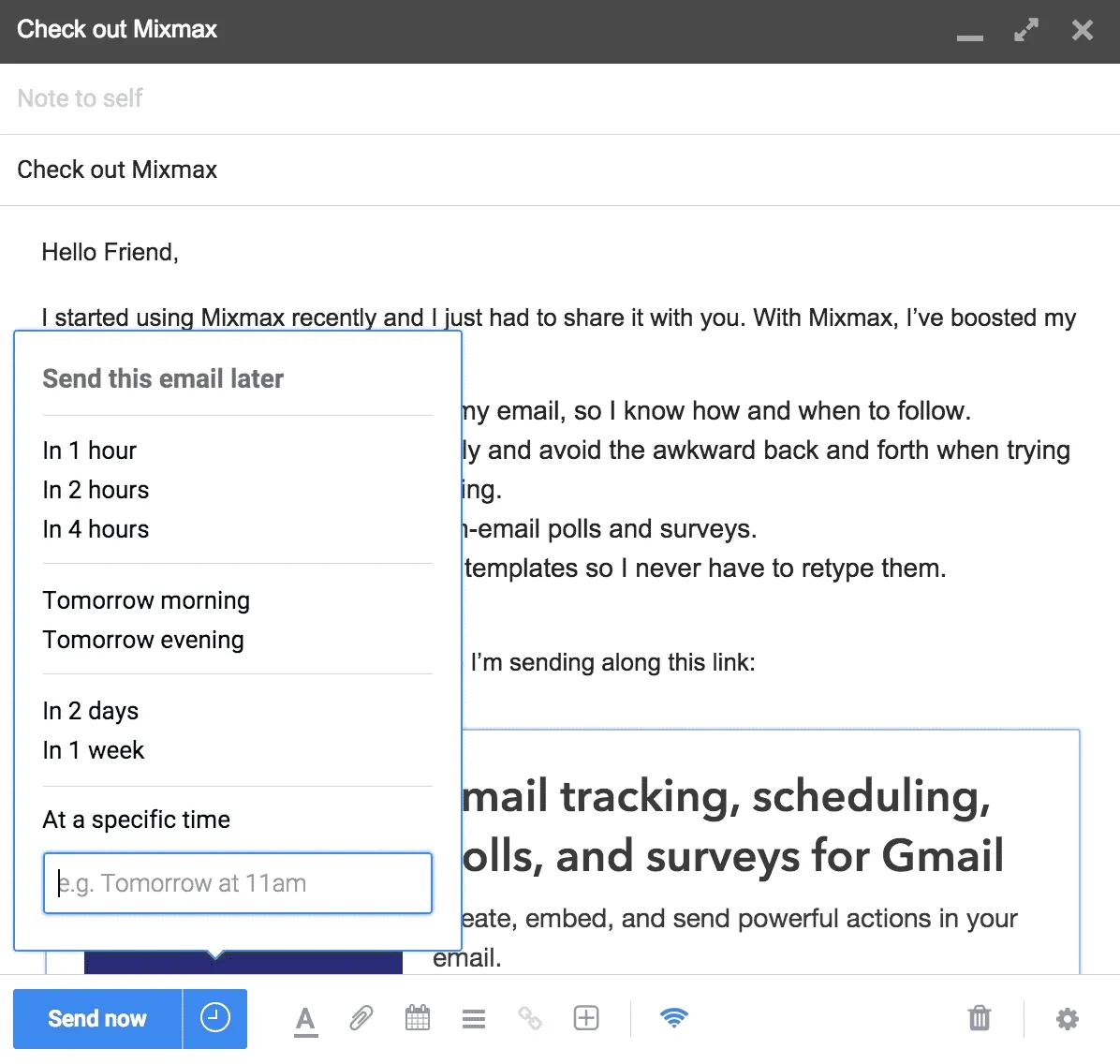 Scheduled email menu Scheduled email menu