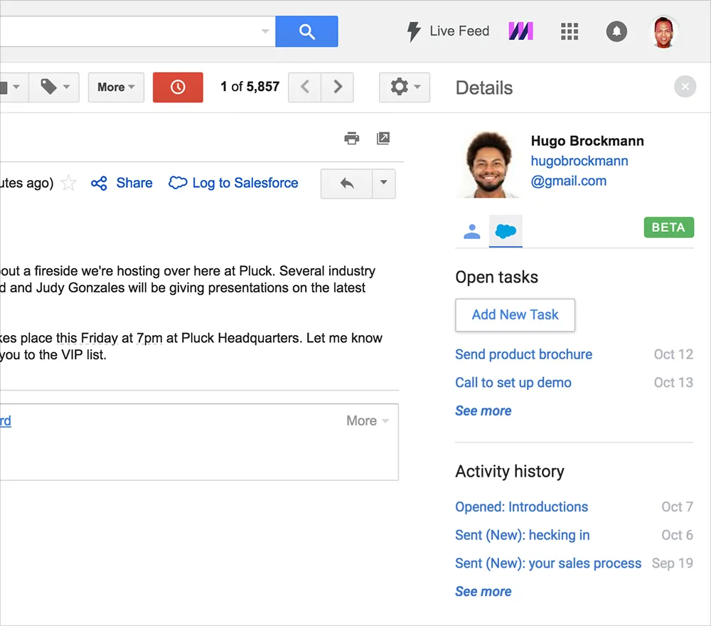 SFDC tasks history at a glance