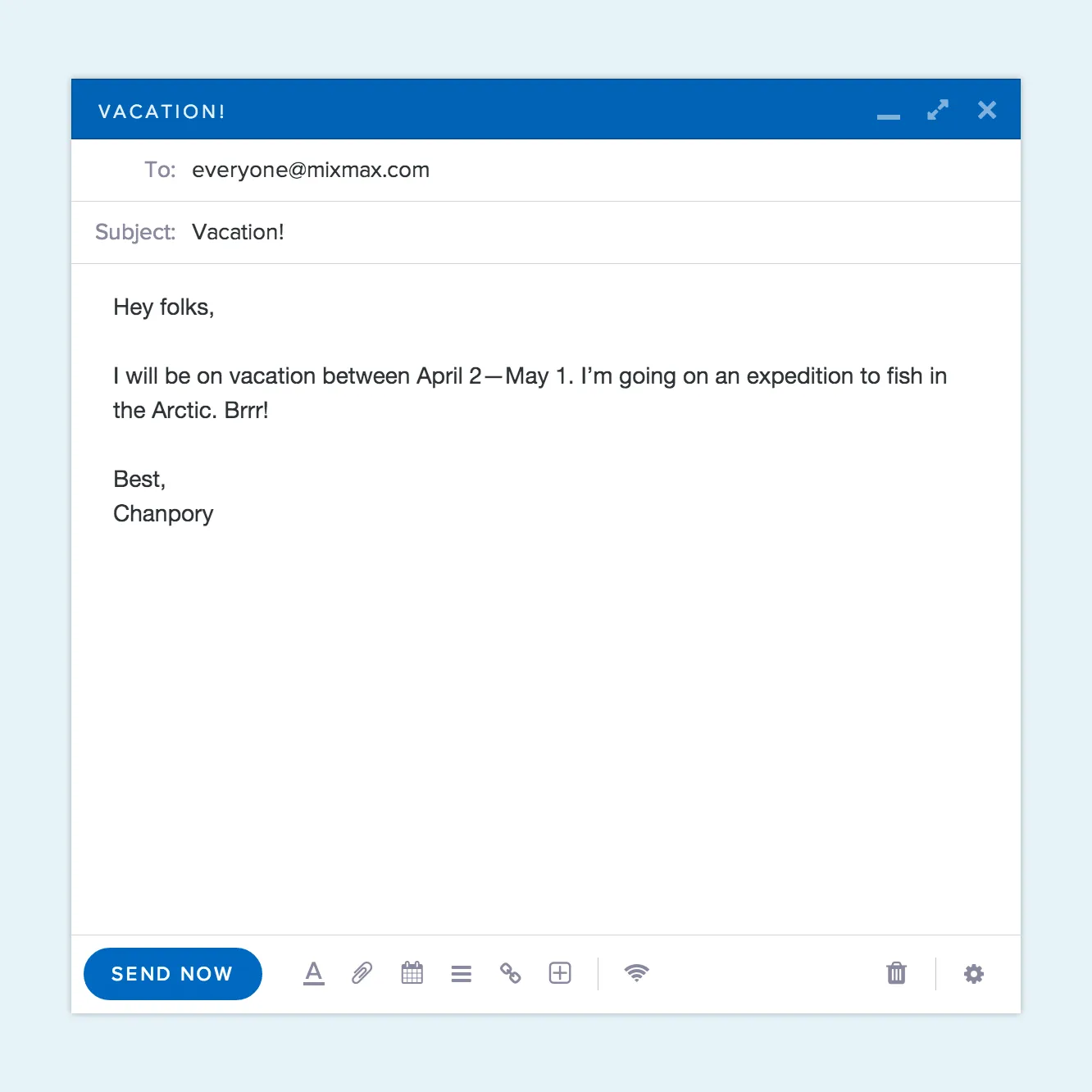 Short email example with body Short email example with body
