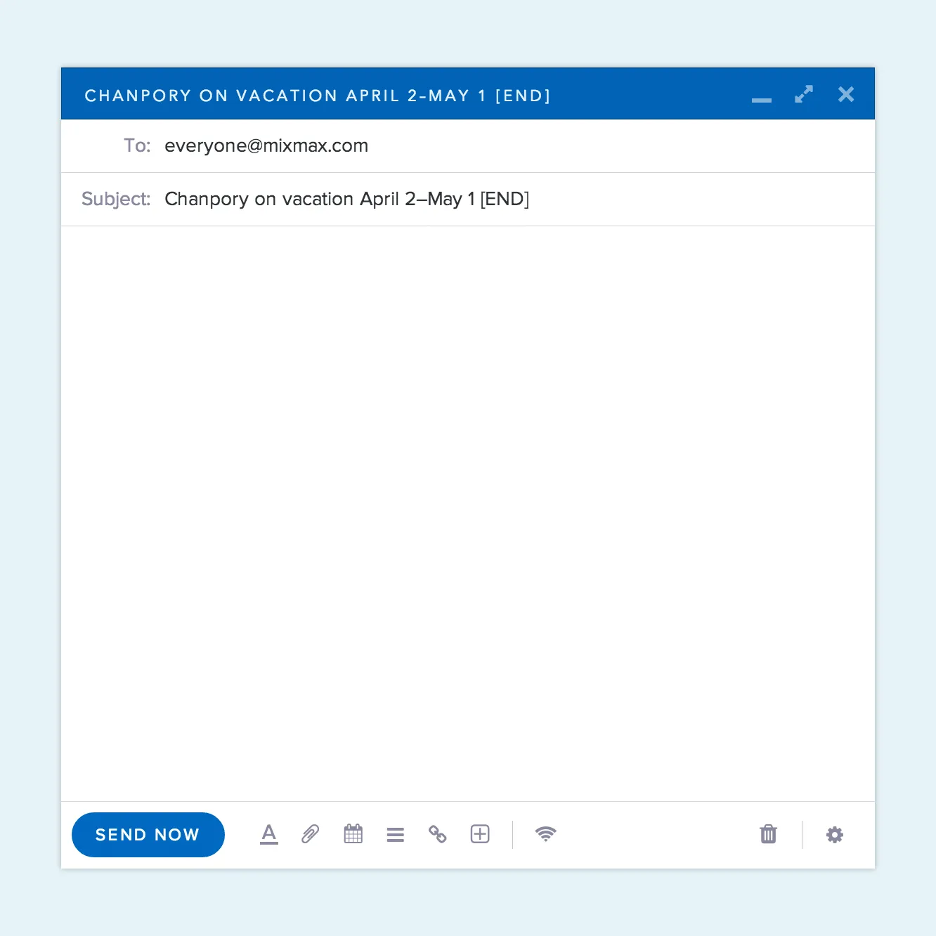 Short email example with subject line only Short email example with subject line only