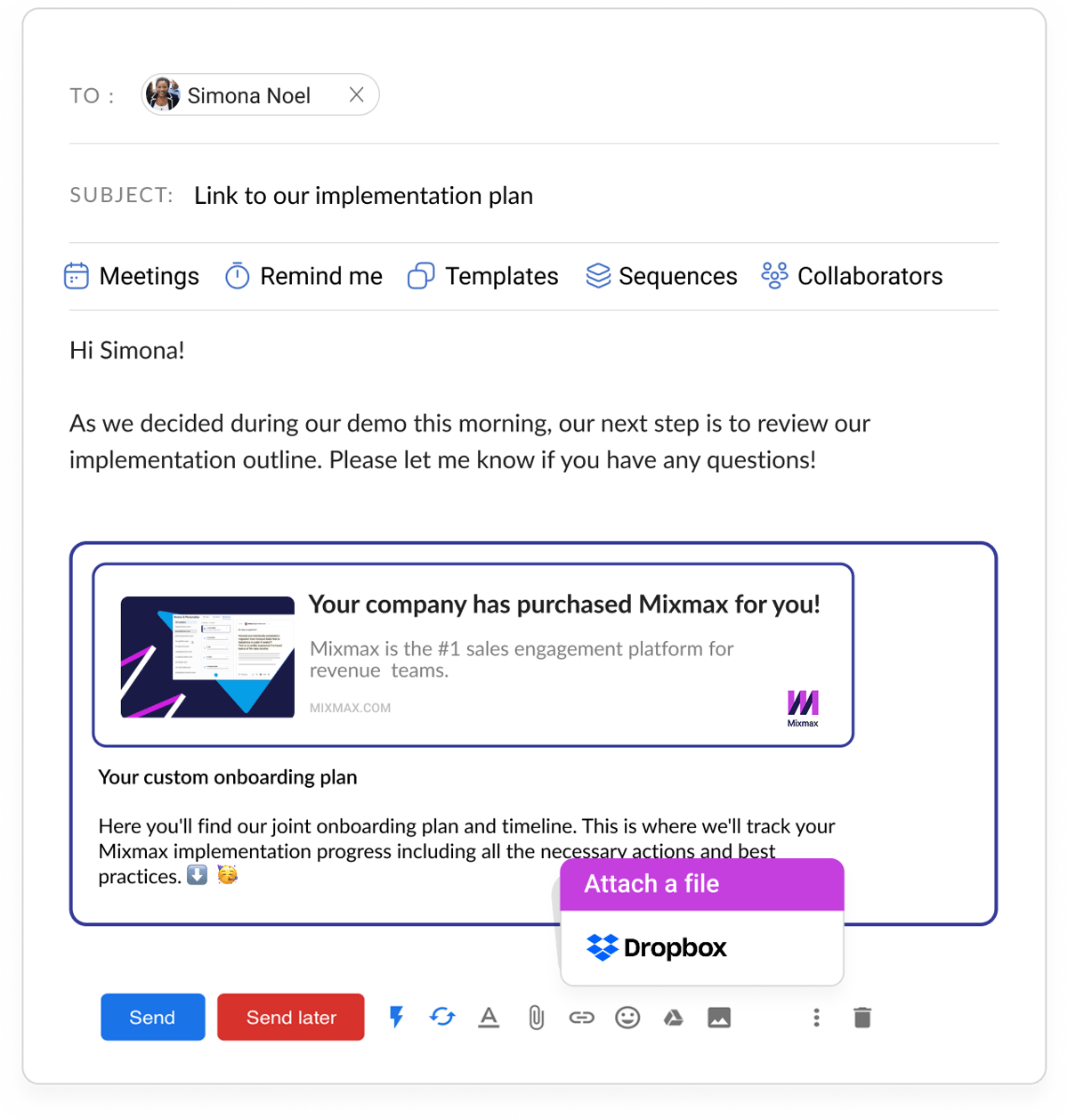 Easily attach Dropbox files to your emails