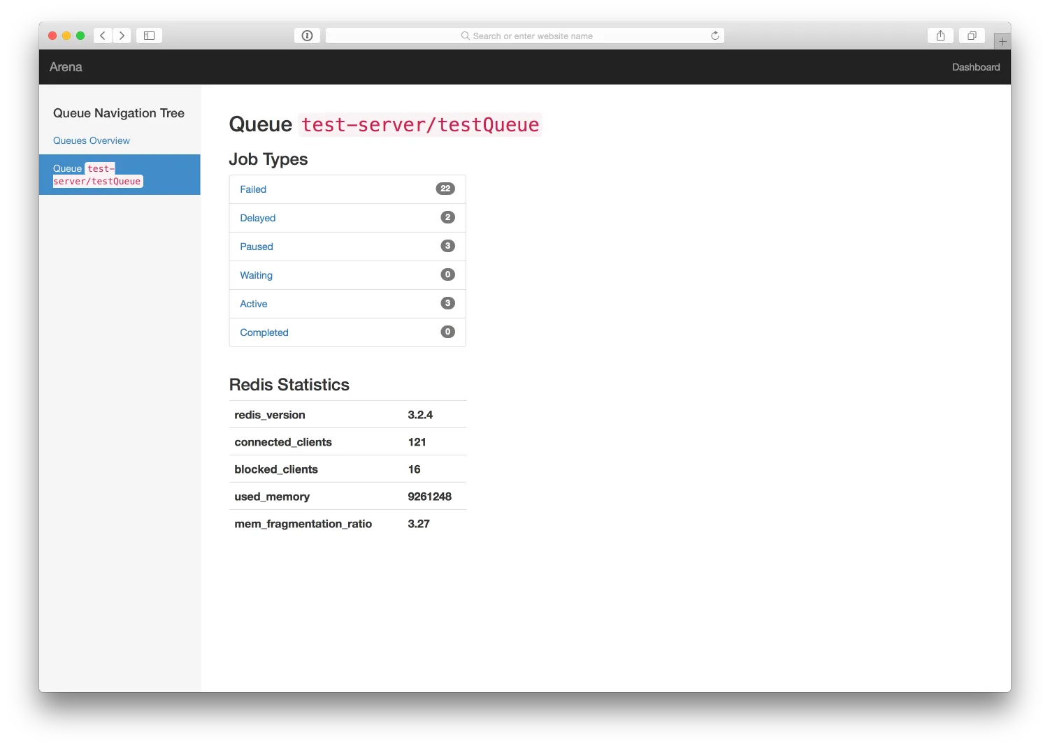 Queue test-server/testQueue 