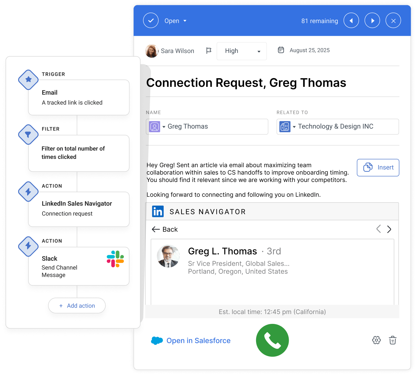 Send LinkedIn InMail and connection requests from your inbox