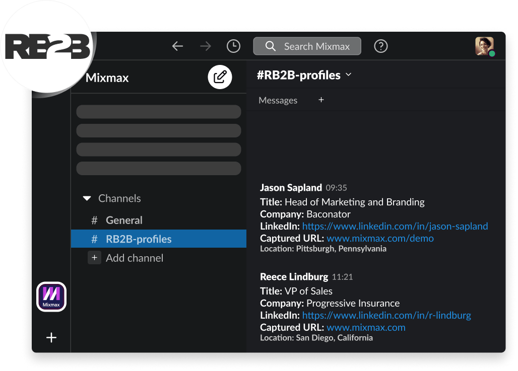 RB2B integration with Mixmax