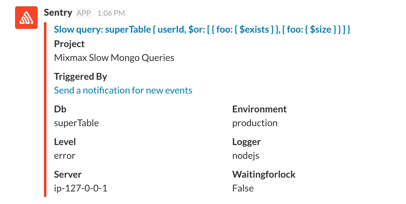 Slow Mongo query alert