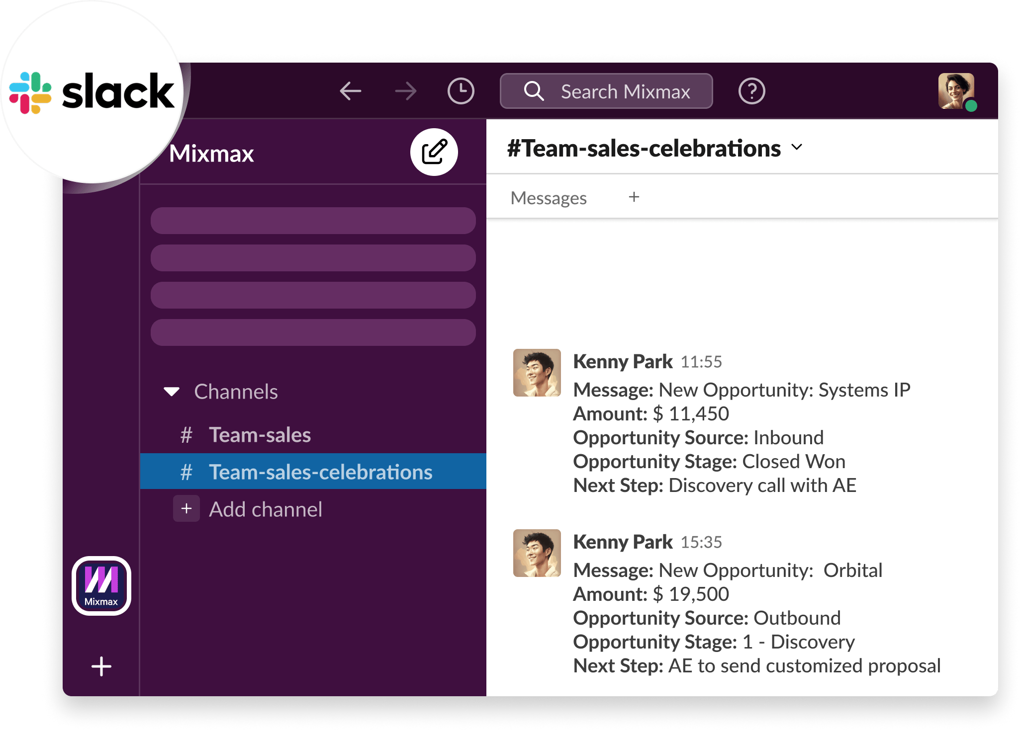 Slack integration with Mixmax