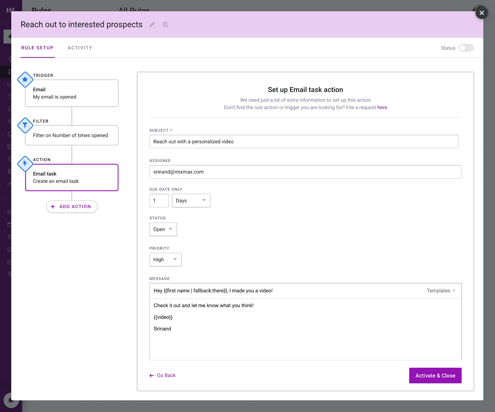 Trigger an Email Task using Mixmax Rules Trigger an Email Task using Mixmax Rules